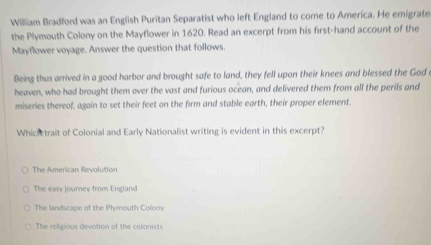 william bradford was an english puritan separatist who left england to …