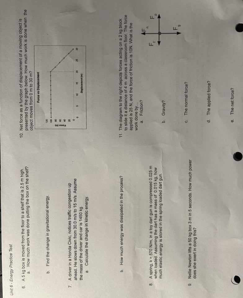 unit 6 - energy practice test 6. a 5 kg box is moved from the floor to …