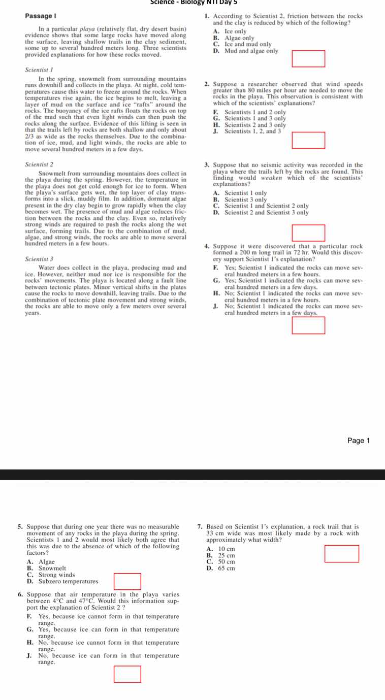 science - biology n11 day 5 passage 1 in a particular playa (relatively…