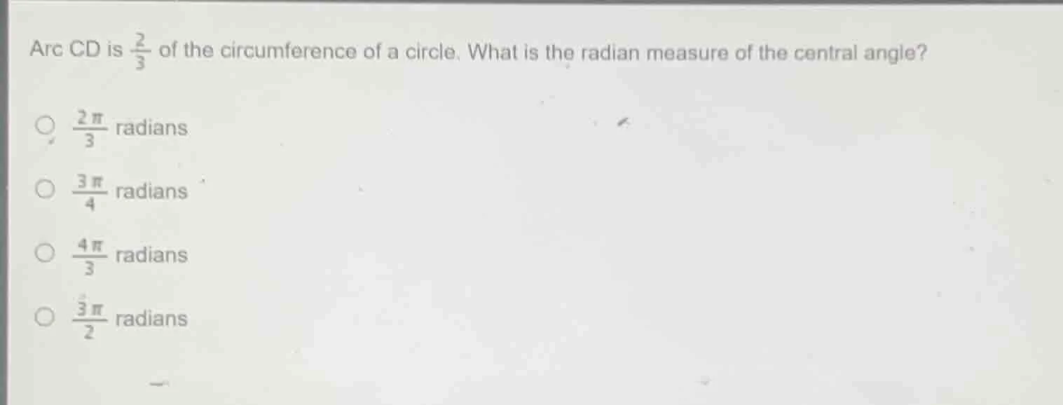 arc cd is \\(\\frac{2}{3}\\) of the circumference of a circle. what is …