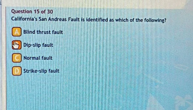 question 15 of 30 californias san andreas fault is identified as which …