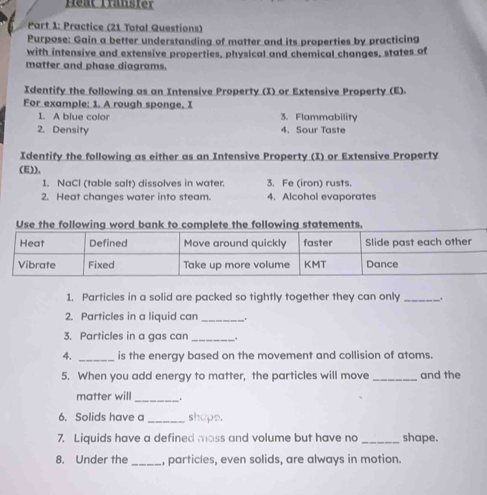 heat transfer part 1: practice (21 total questions) purpose: gain a bet…