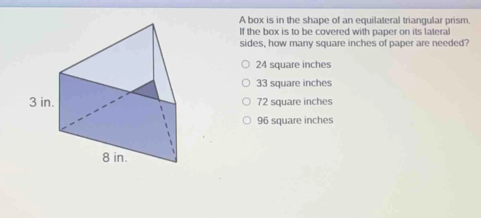 a box is in the shape of an equilateral triangular prism. if the box is…