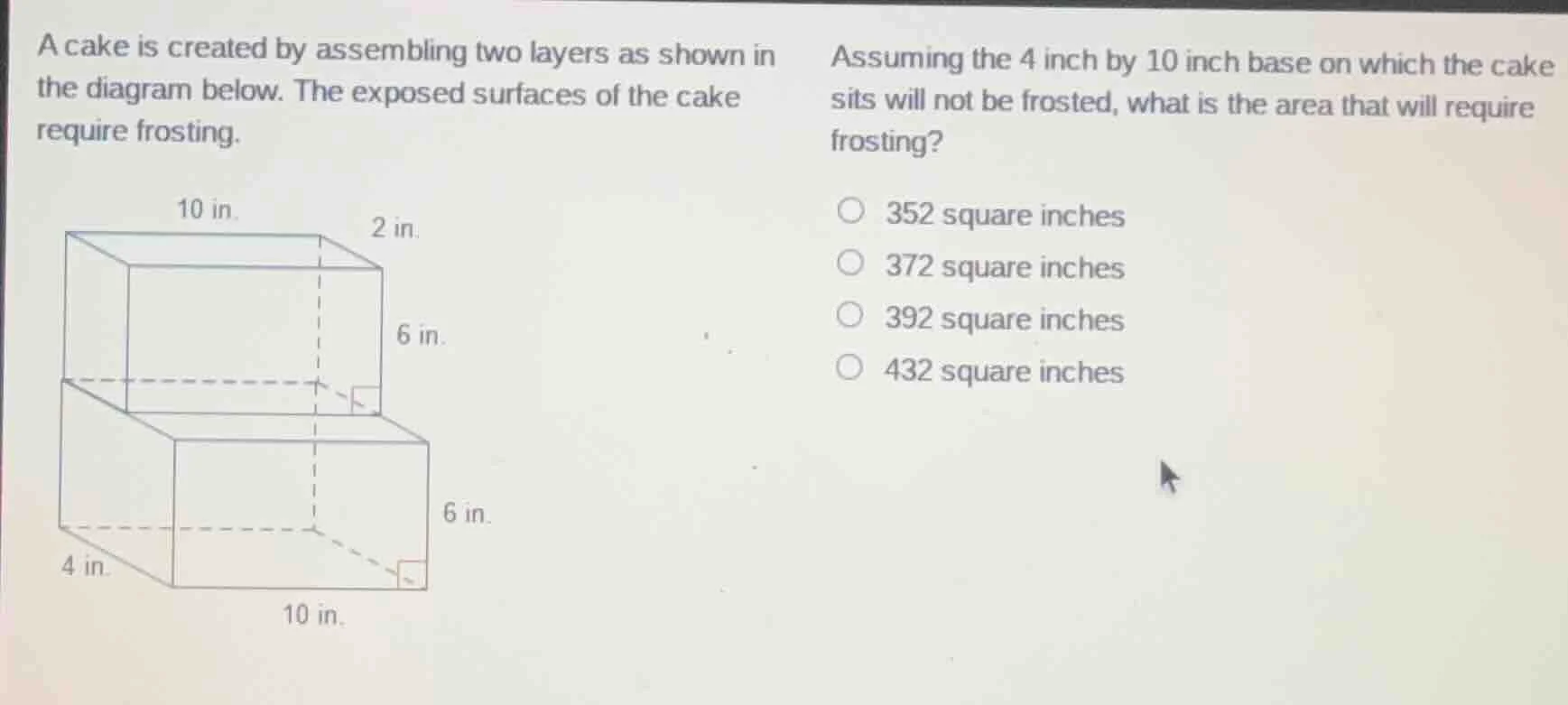 a cake is created by assembling two layers as shown in the diagram belo…