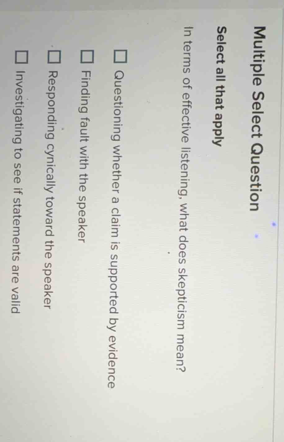 multiple select question select all that apply in terms of effective li…