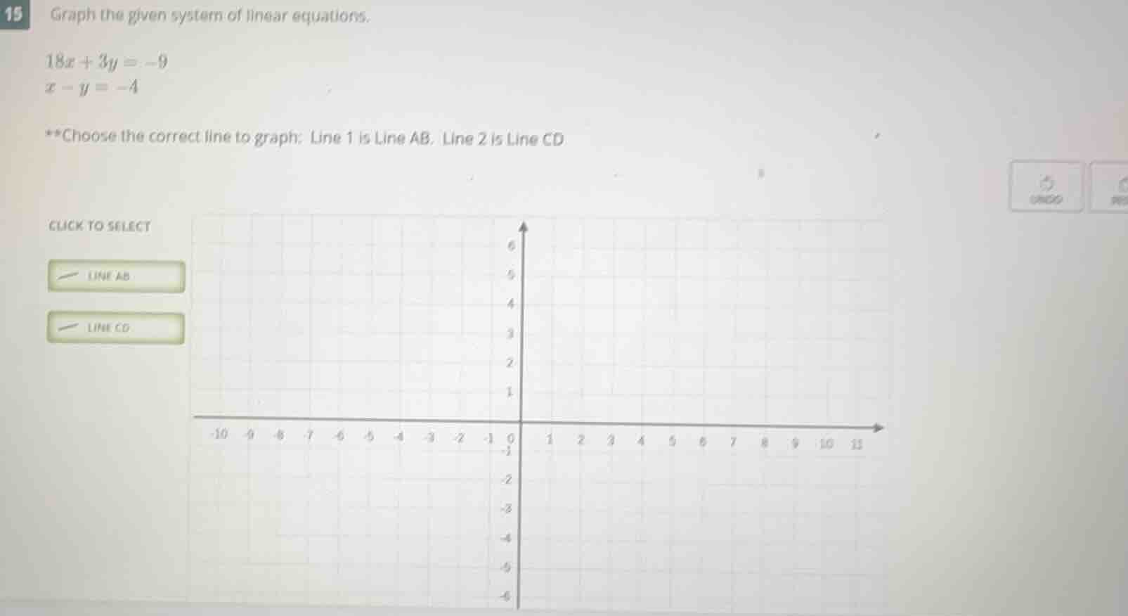 15 graph the given system of linear equations. ( 18x + 3y = -9 ) ( x - …