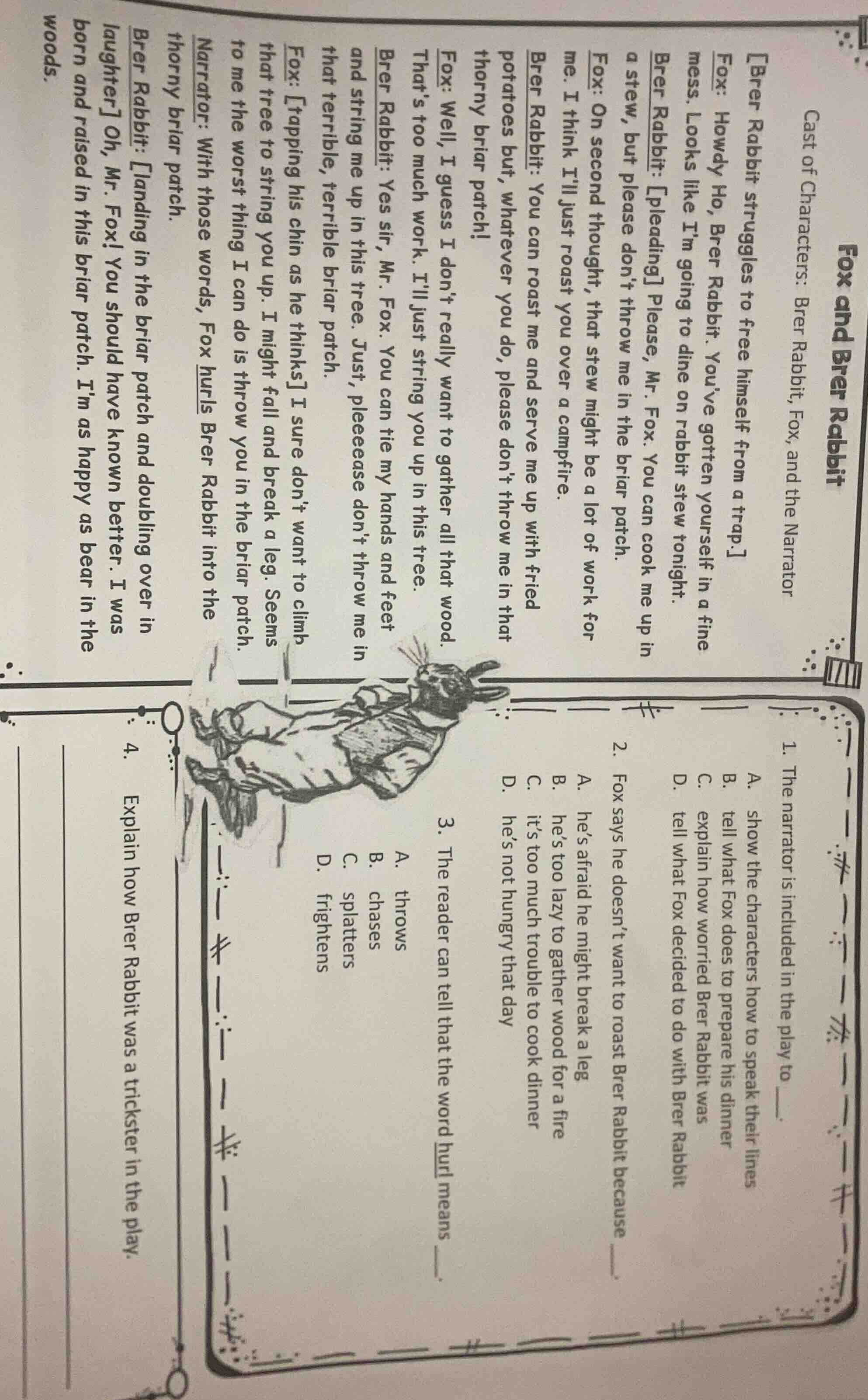 fox and brer rabbit cast of characters: brer rabbit, fox, and the narra…