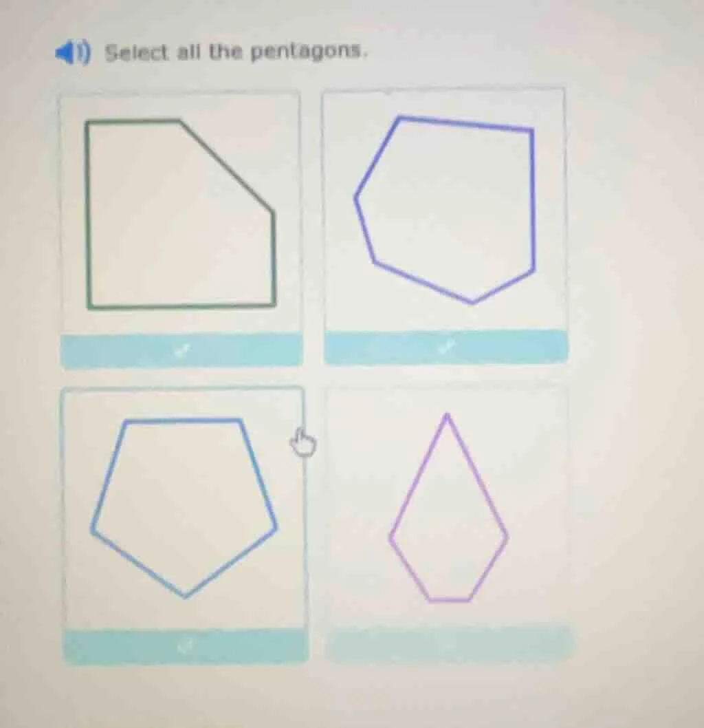 select all the pentagons.