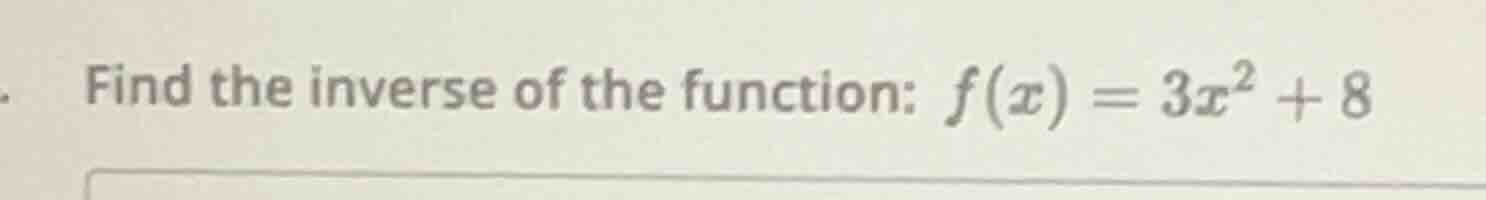 find the inverse of the function: $f(x) = 3x^2 + 8$
