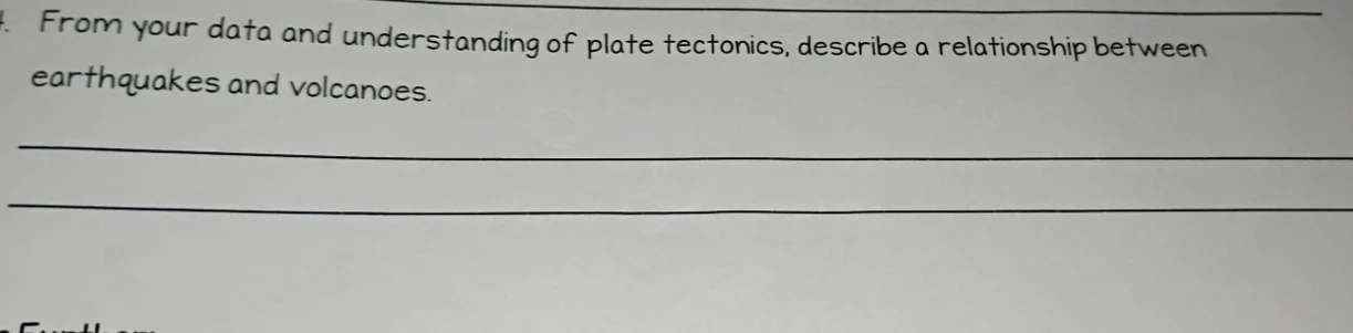 from your data and understanding of plate tectonics, describe a relatio…