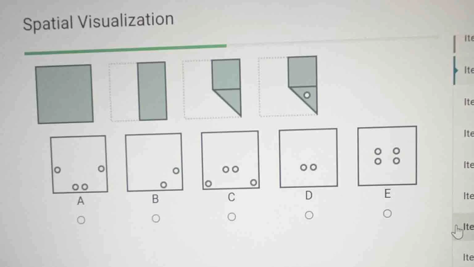 spatial visualization a b c d e
