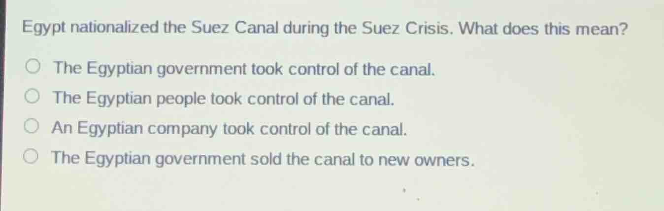 egypt nationalized the suez canal during the suez crisis. what does thi…