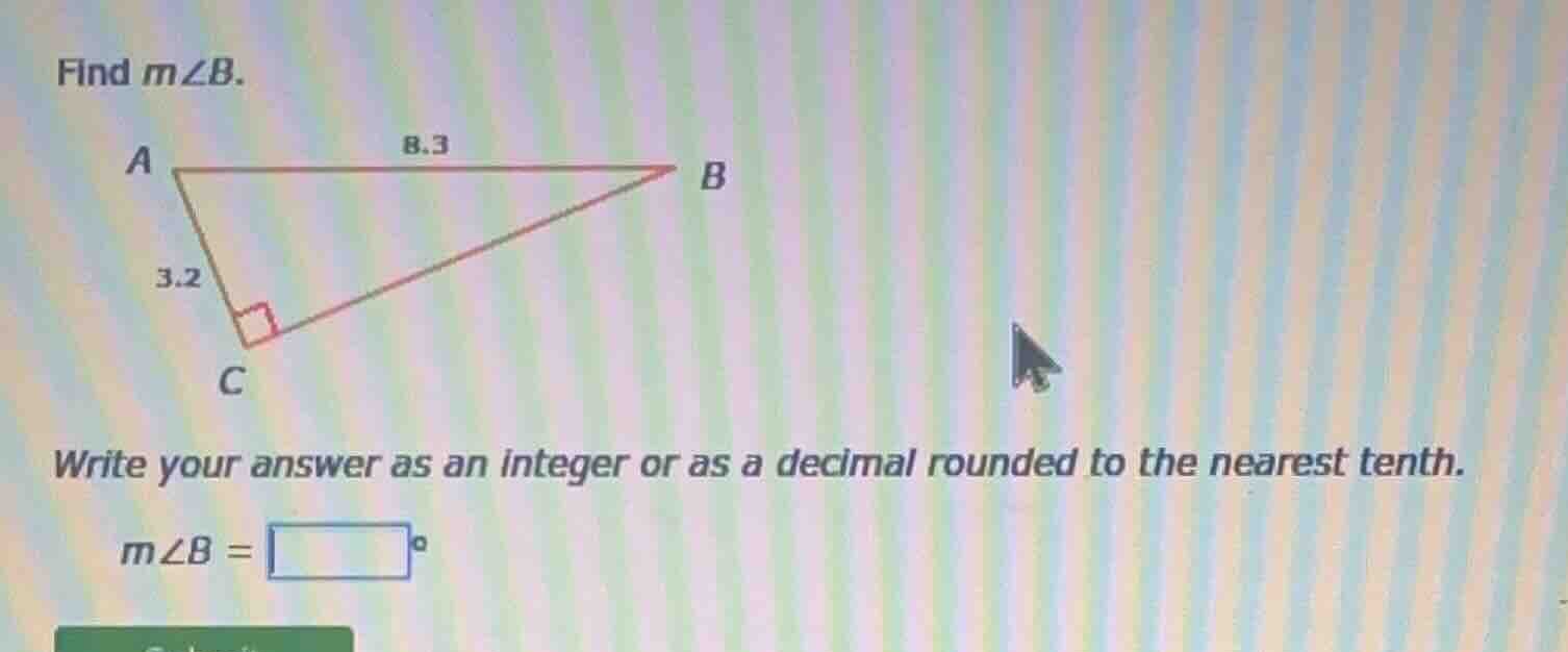 find ( mangle b ). write your answer as an integer or as a decimal roun…