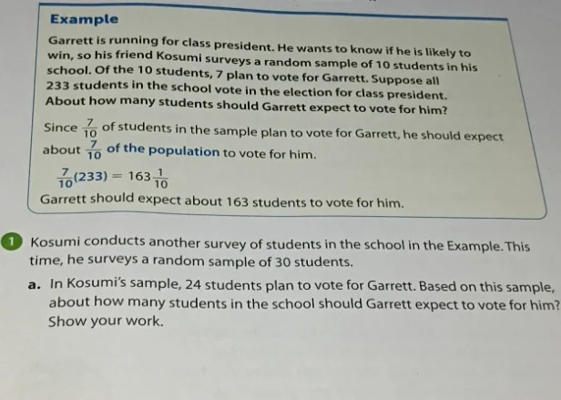 example garrett is running for class president. he wants to know if he …