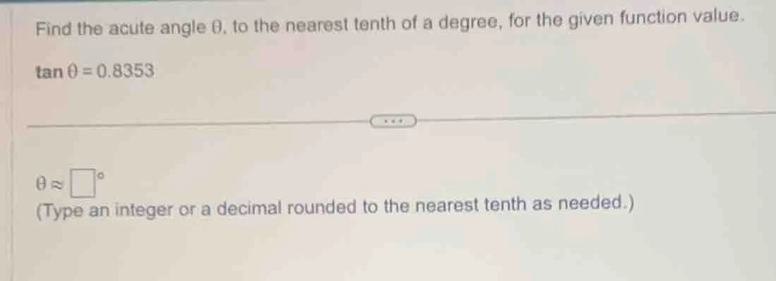 find the acute angle \\(\\theta\\), to the nearest tenth of a degree, f…