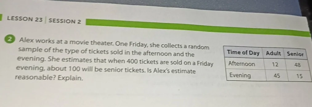 lesson 23 | session 2 2 alex works at a movie theater. one friday, she …