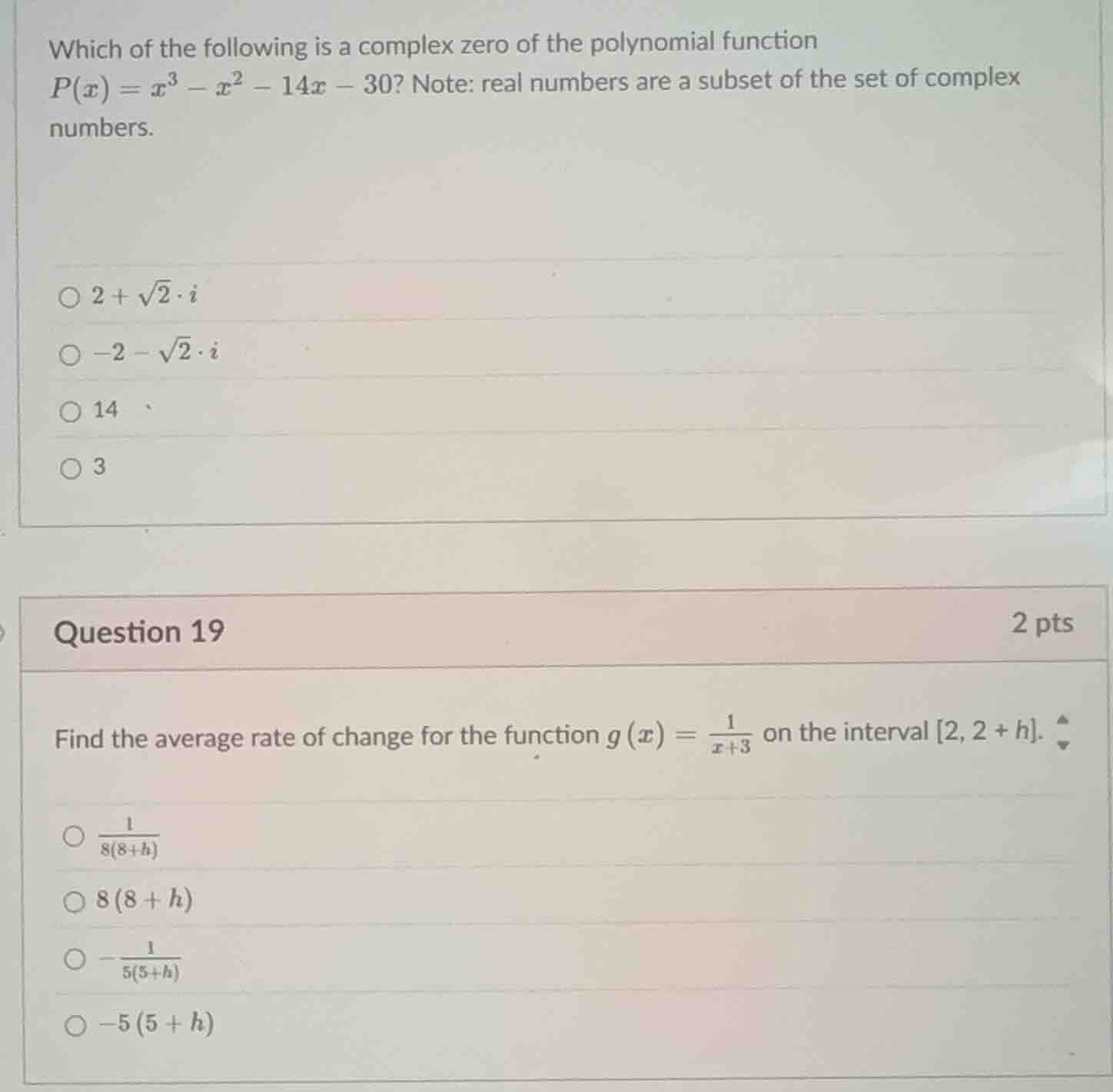 which of the following is a complex zero of the polynomial function $p(…