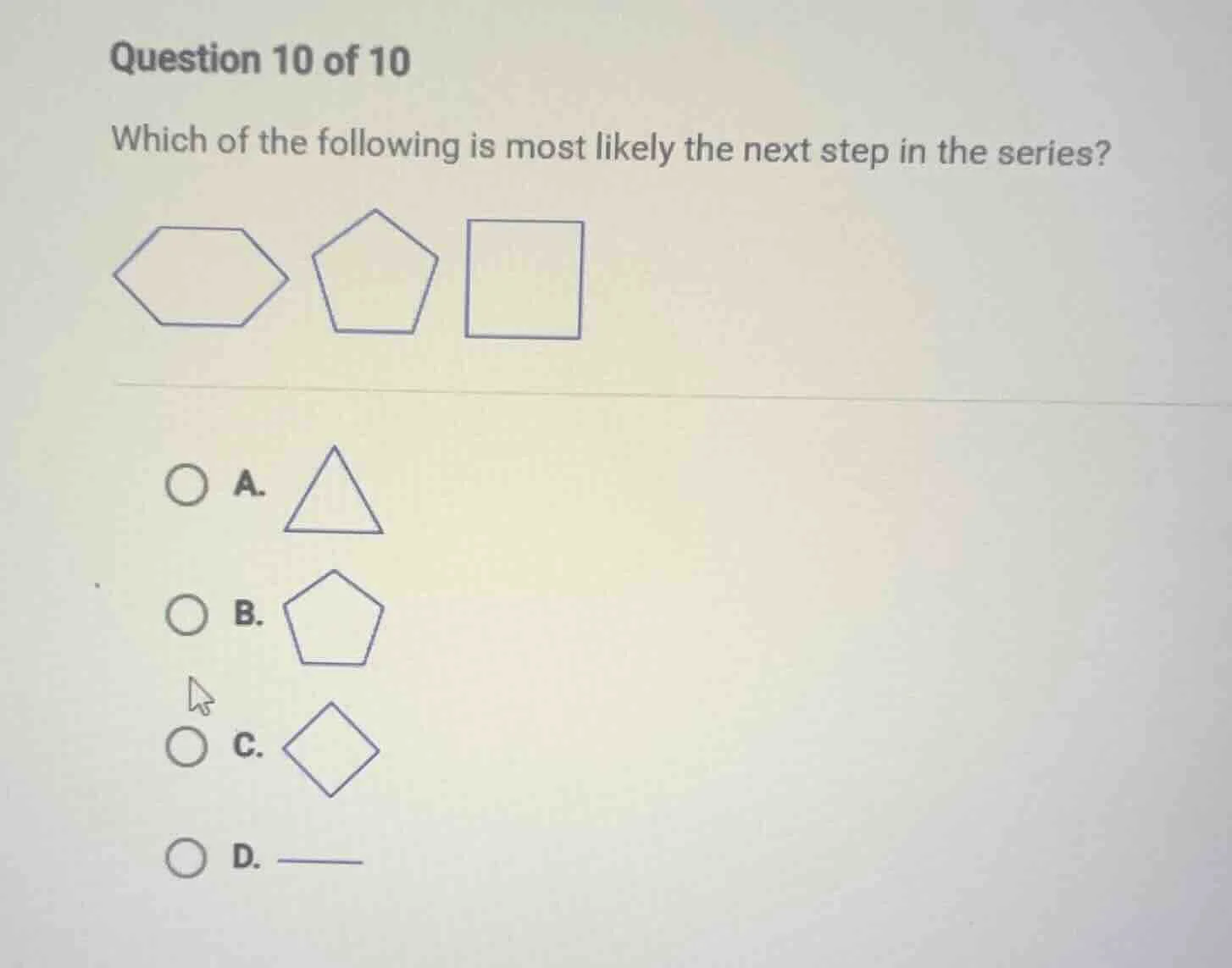 question 10 of 10 which of the following is most likely the next step i…
