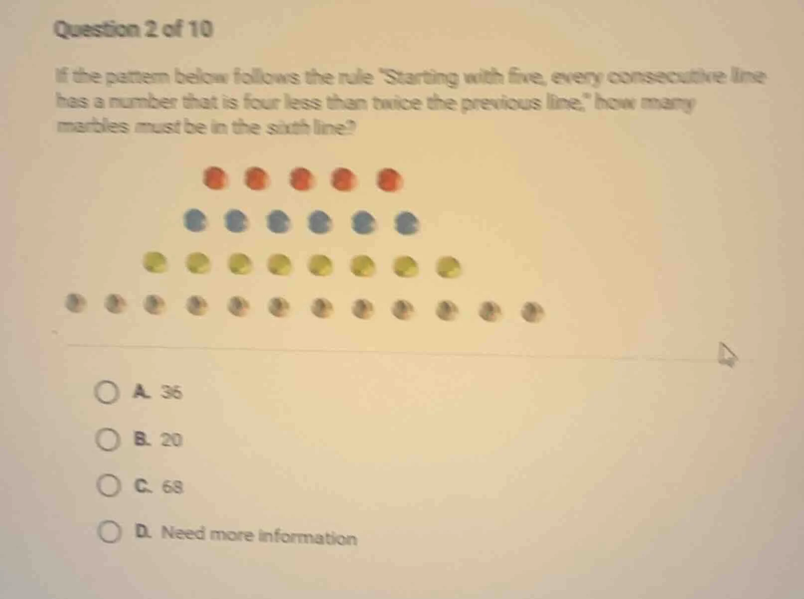 question 2 of 10 if the pattern below follows the rule starting with fi…