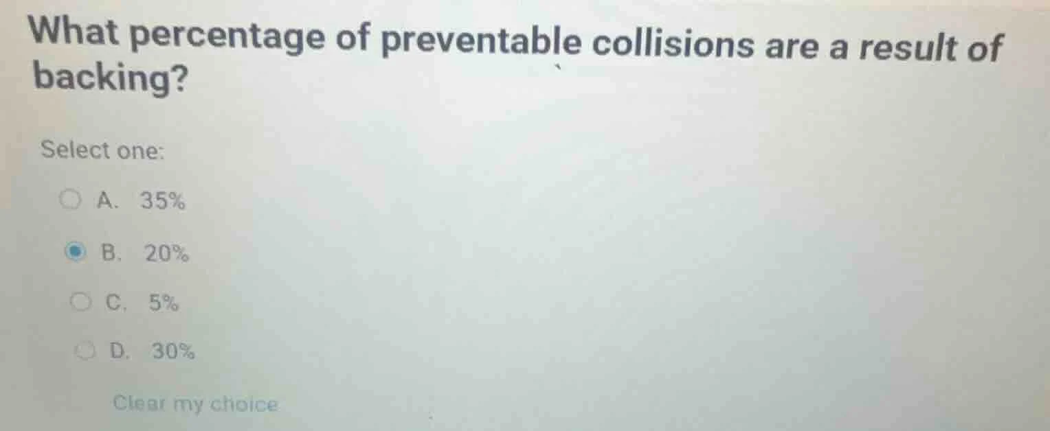 what percentage of preventable collisions are a result of backing? sele…