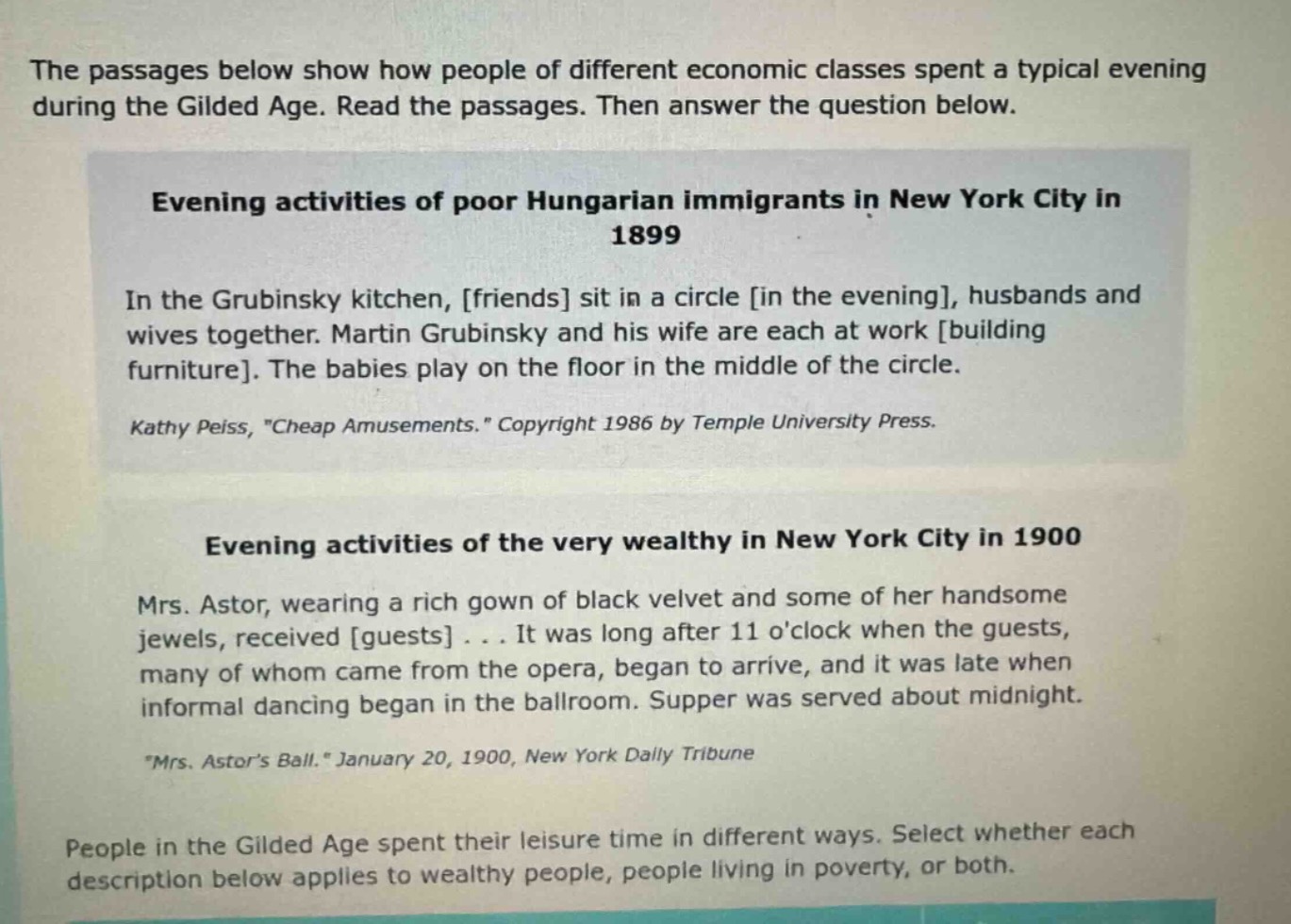 the passages below show how people of different economic classes spent …