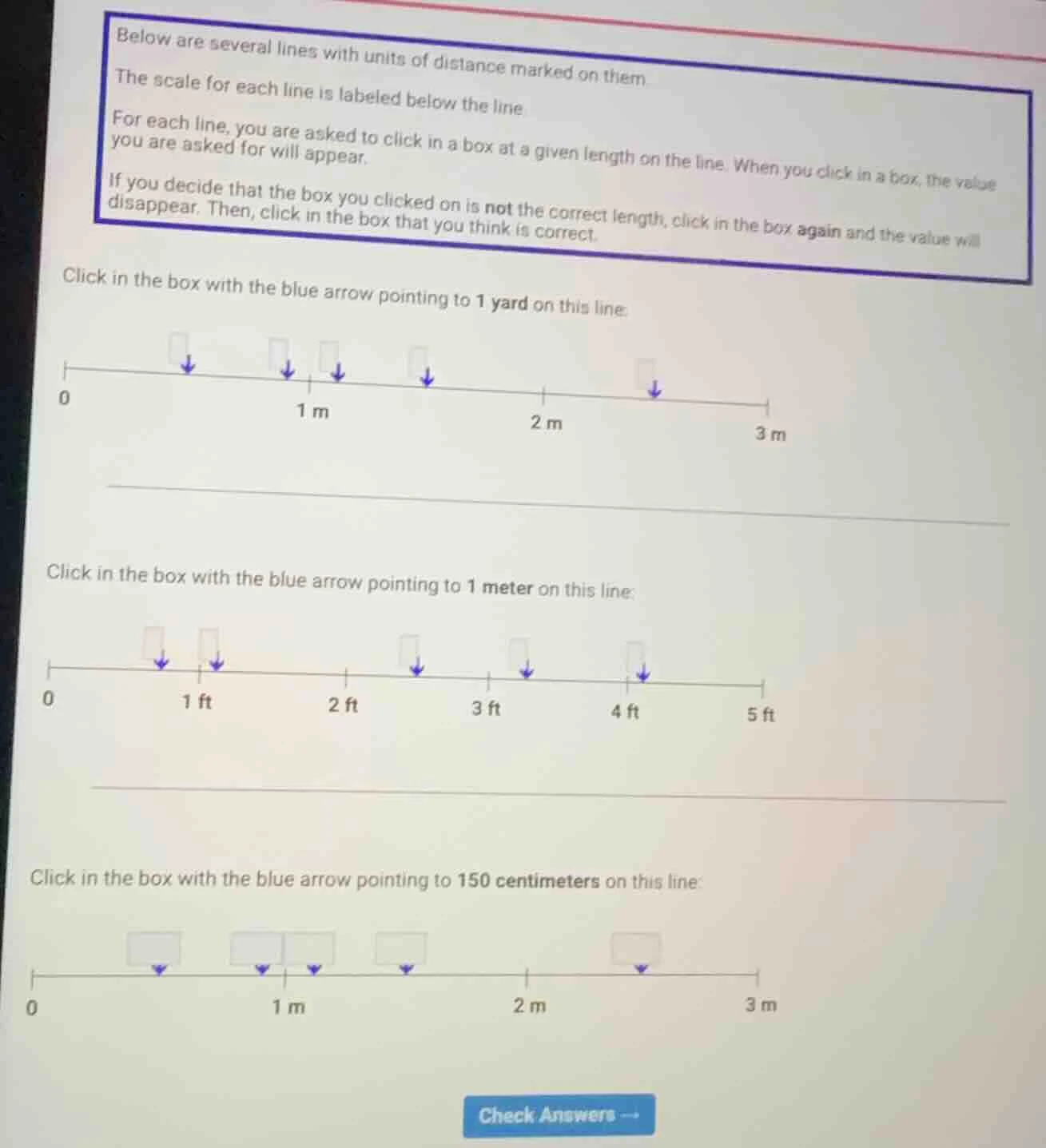 below are several lines with units of distance marked on them. the scal…