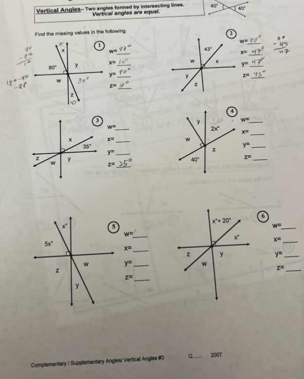 vertical angles - two angles formed by intersecting lines. vertical ang…