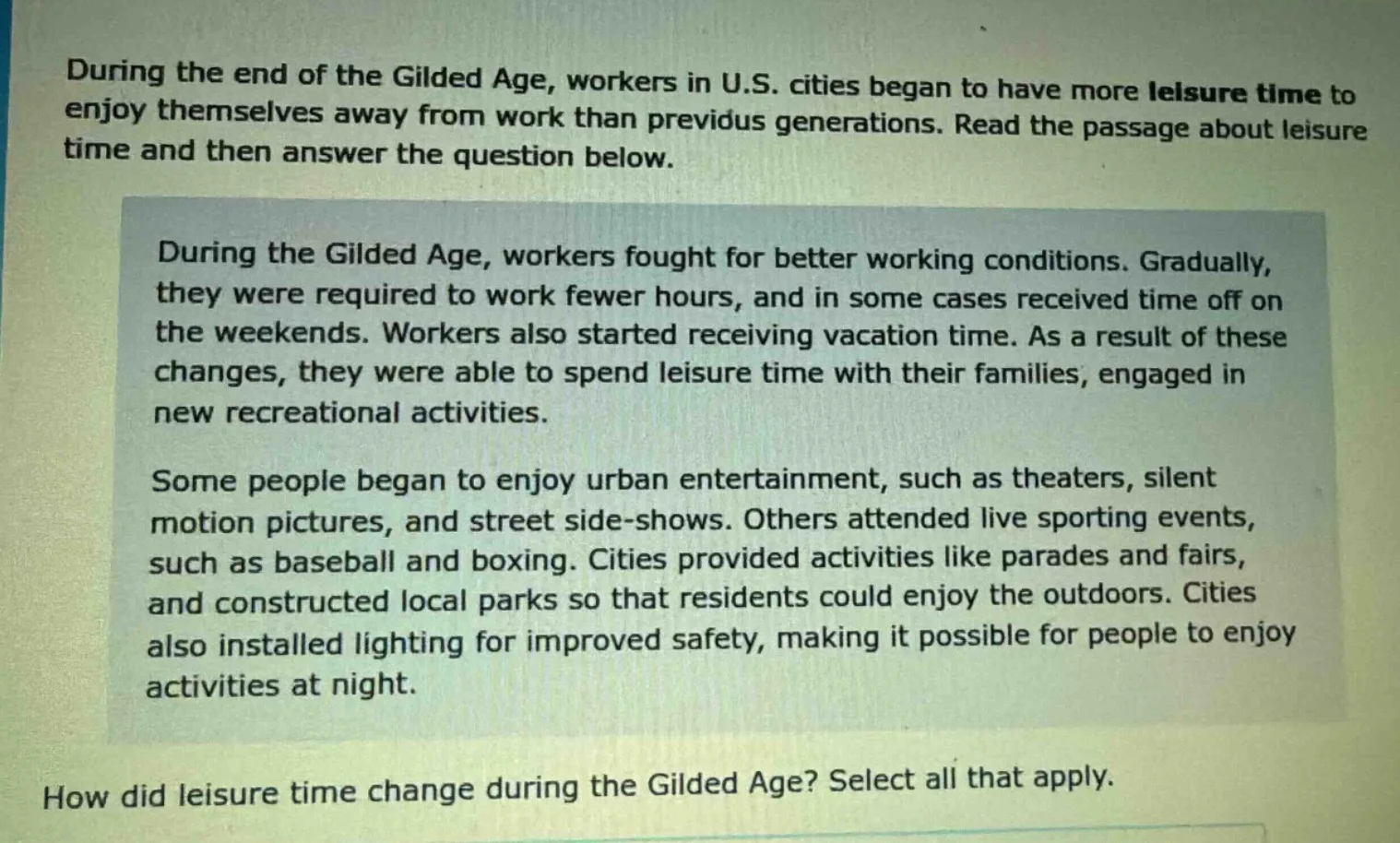 during the end of the gilded age, workers in u.s. cities began to have …