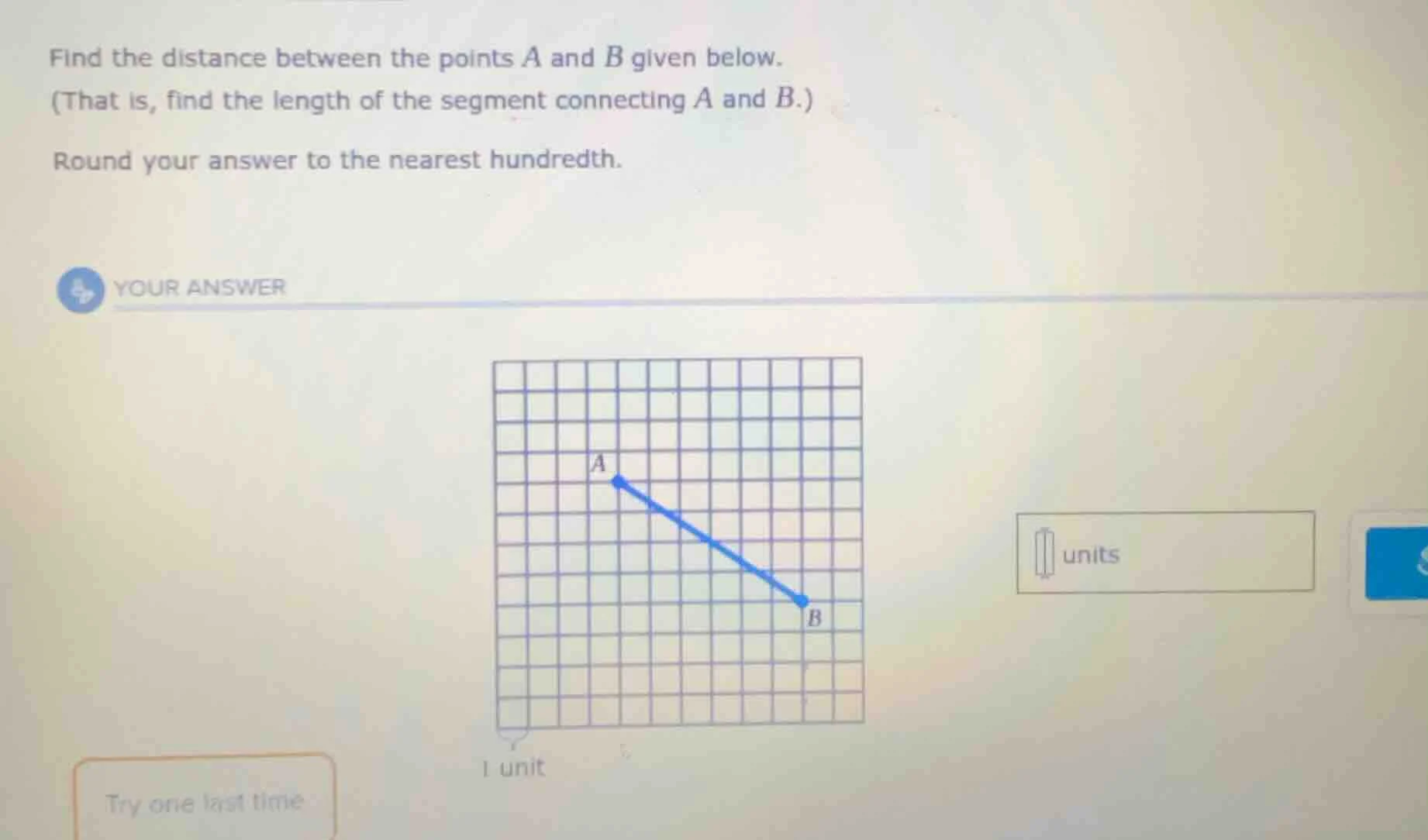 find the distance between the points a and b given below. (that is, fin…