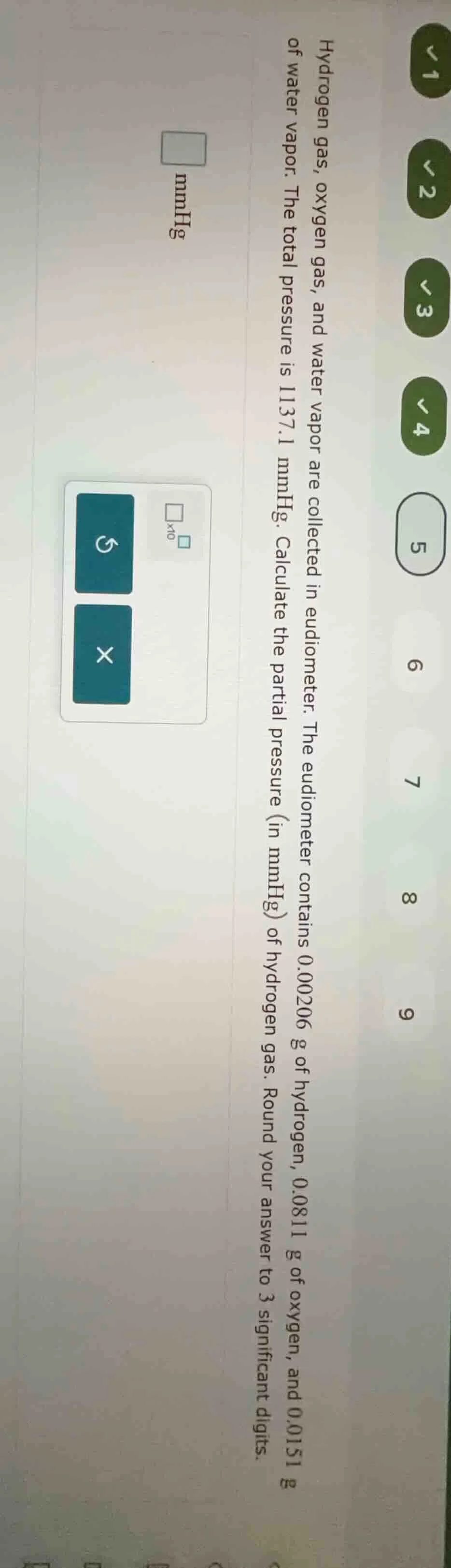 hydrogen gas, oxygen gas, and water vapor are collected in eudiometer. …