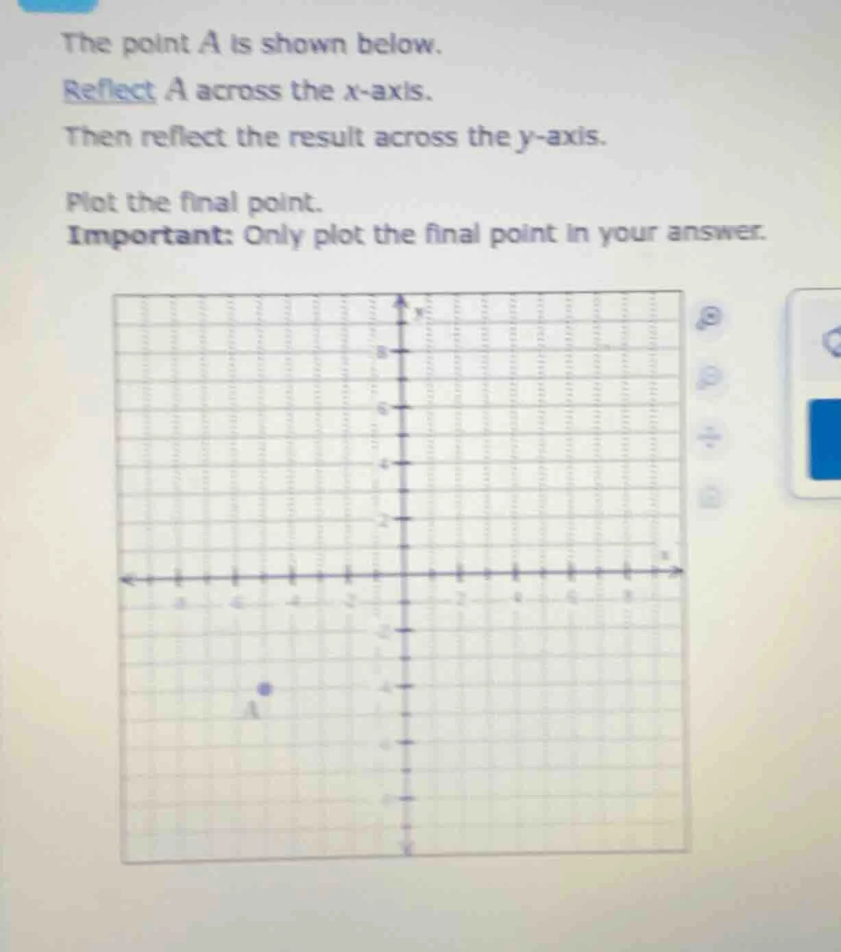 the point a is shown below. reflect a across the x - axis. then reflect…