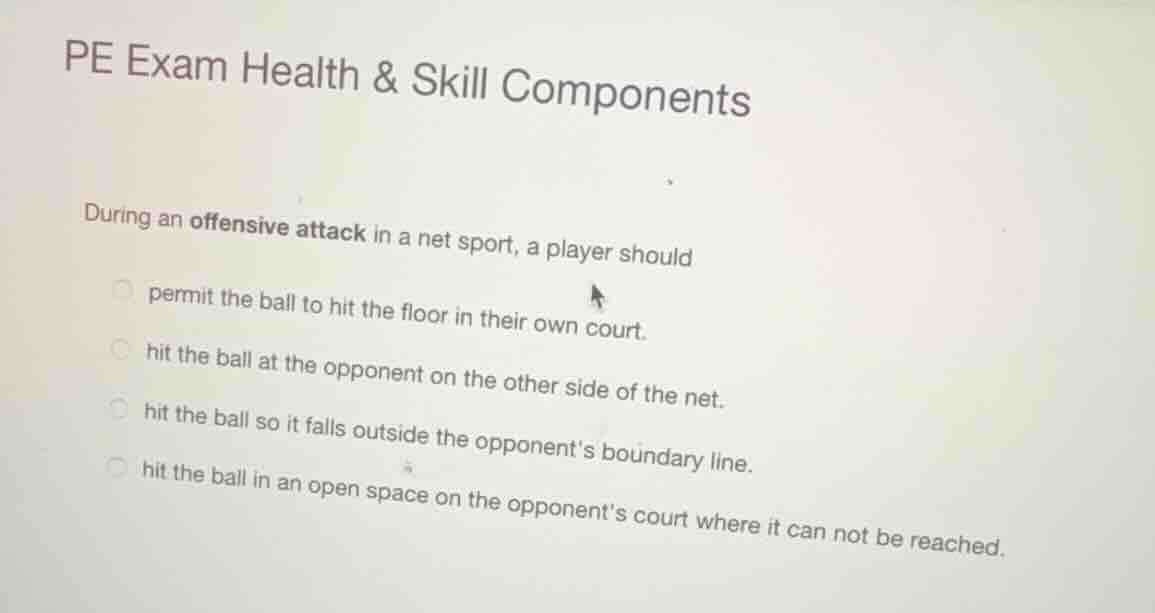 pe exam health & skill components during an offensive attack in a net s…