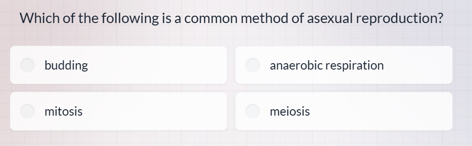 which of the following is a common method of asexual reproduction? budd…
