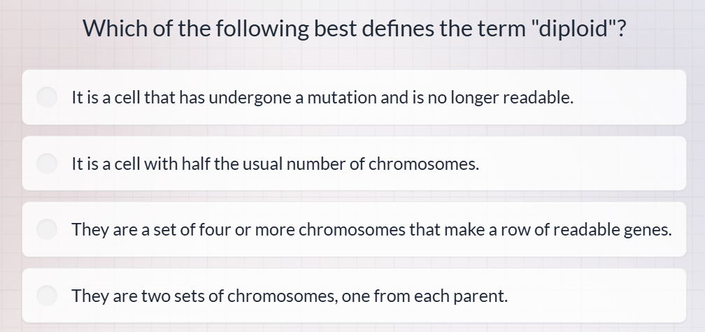 which of the following best defines the term \diploid\? it is a cell th…