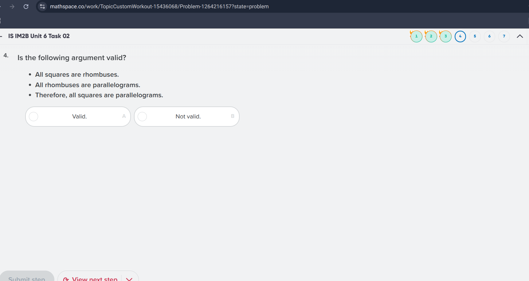 4. is the following argument valid? - all squares are rhombuses. - all …