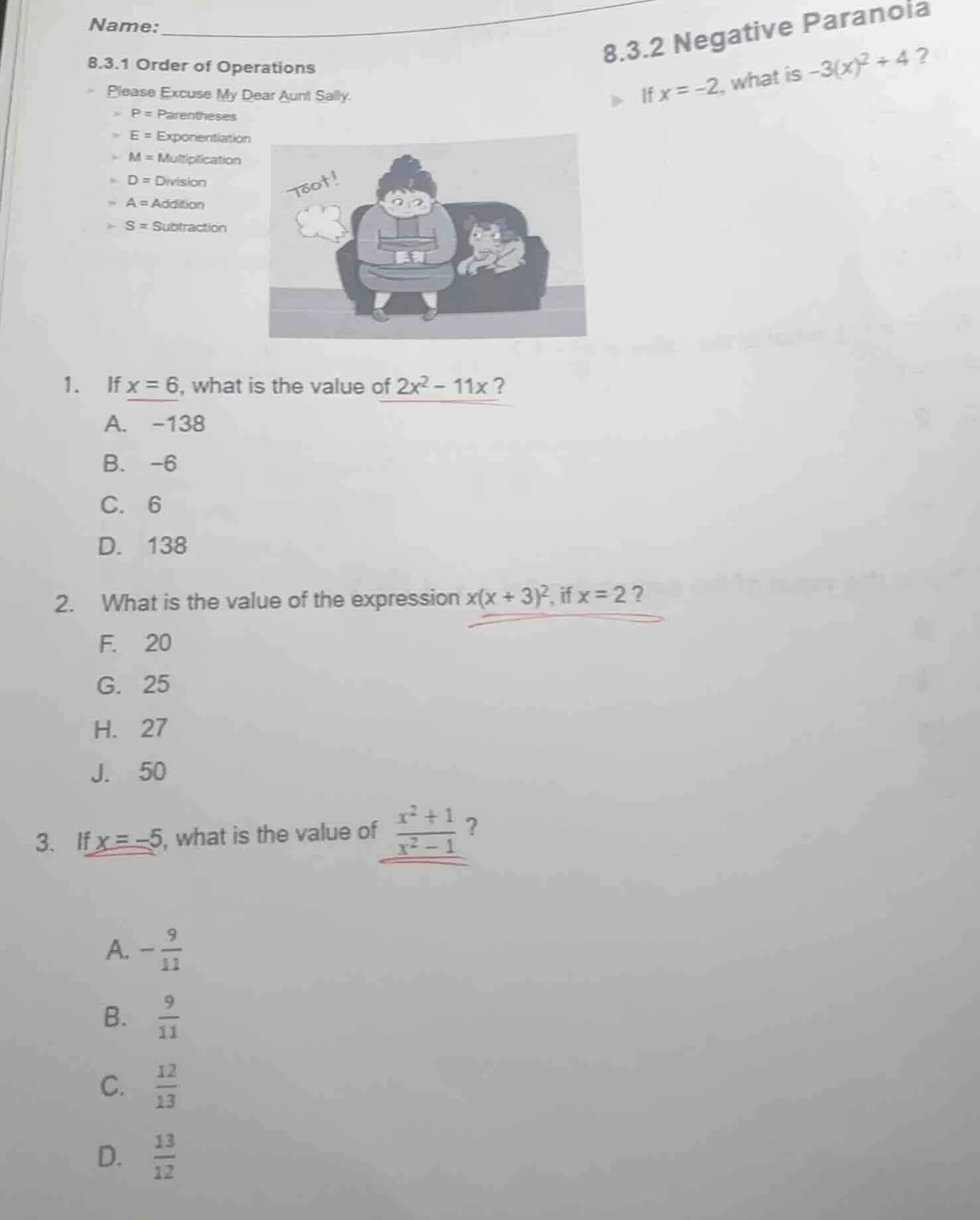 name: 8.3.1 order of operations please excuse my dear aunt sally. p = p…
