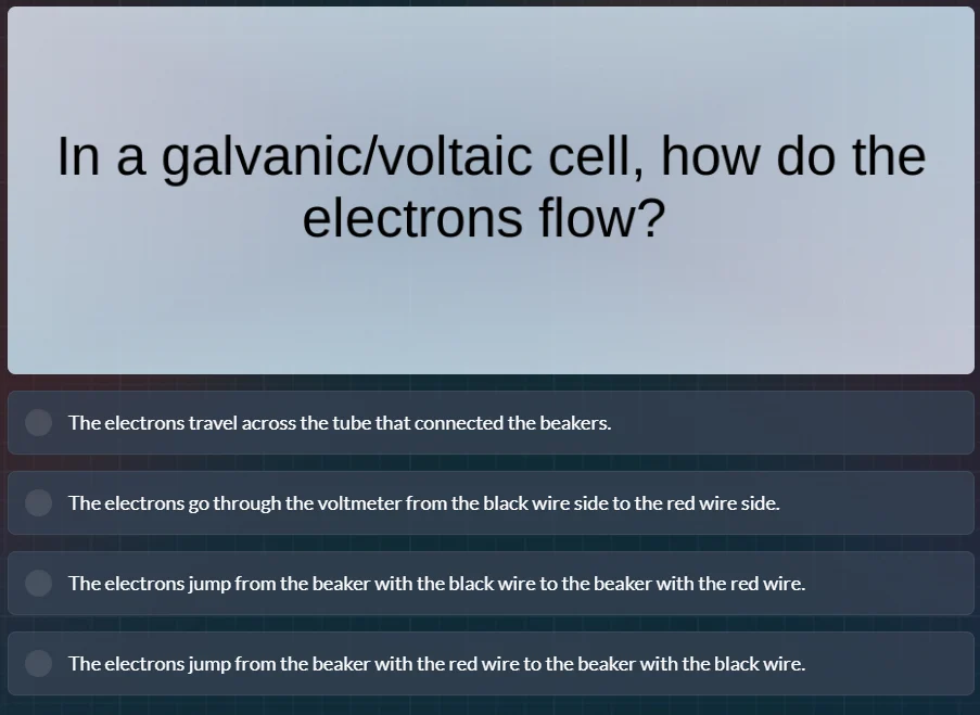 in a galvanic/voltaic cell, how do the electrons flow? the electrons tr…
