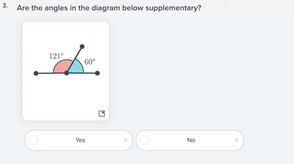 3. are the angles in the diagram below supplementary? 121° 60° yes a no…