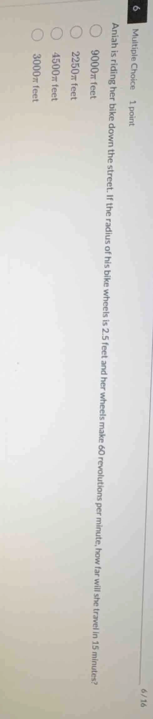 multiple choice 1 point aniah is riding her bike down the street. if th…