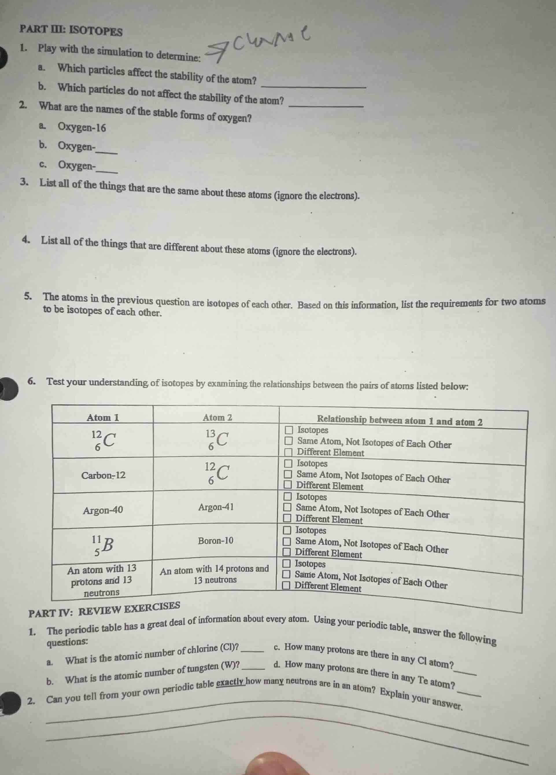 part iii: isotopes 1. play with the simulation to determine: a. which p…