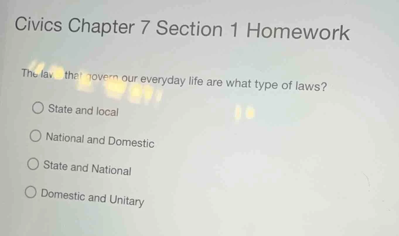 civics chapter 7 section 1 homework the laws that govern our everyday l…