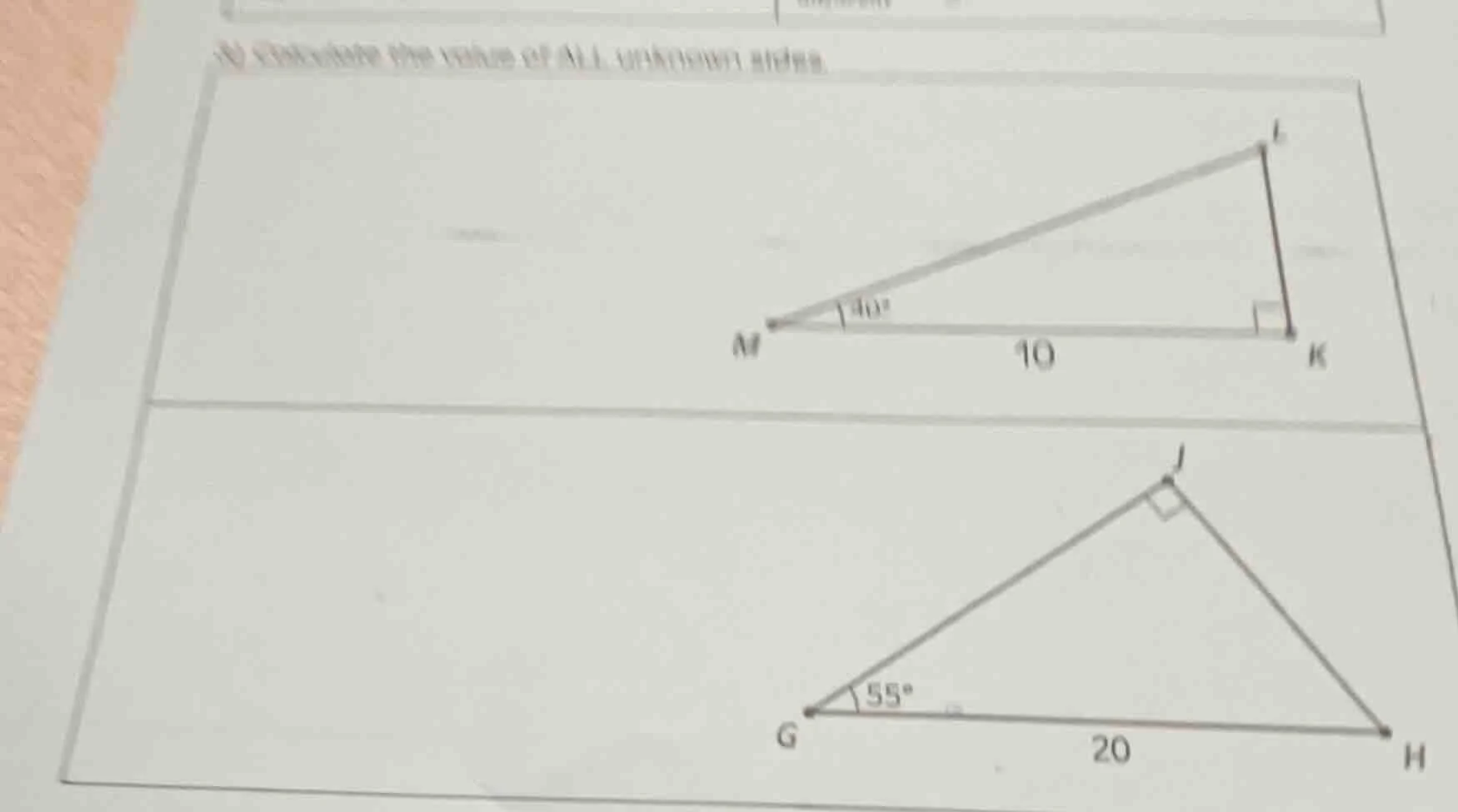 calculate the value of all unknown sides.