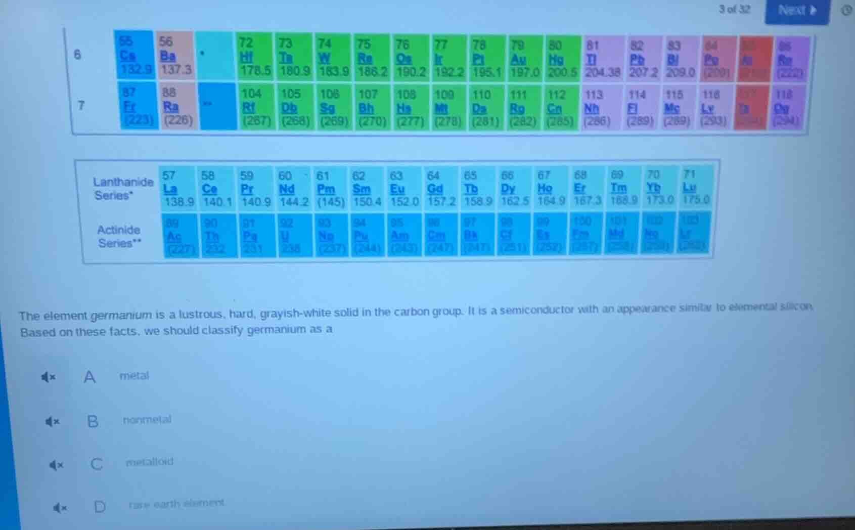 the element germanium is a lustrous, hard, grayish - white solid in the…