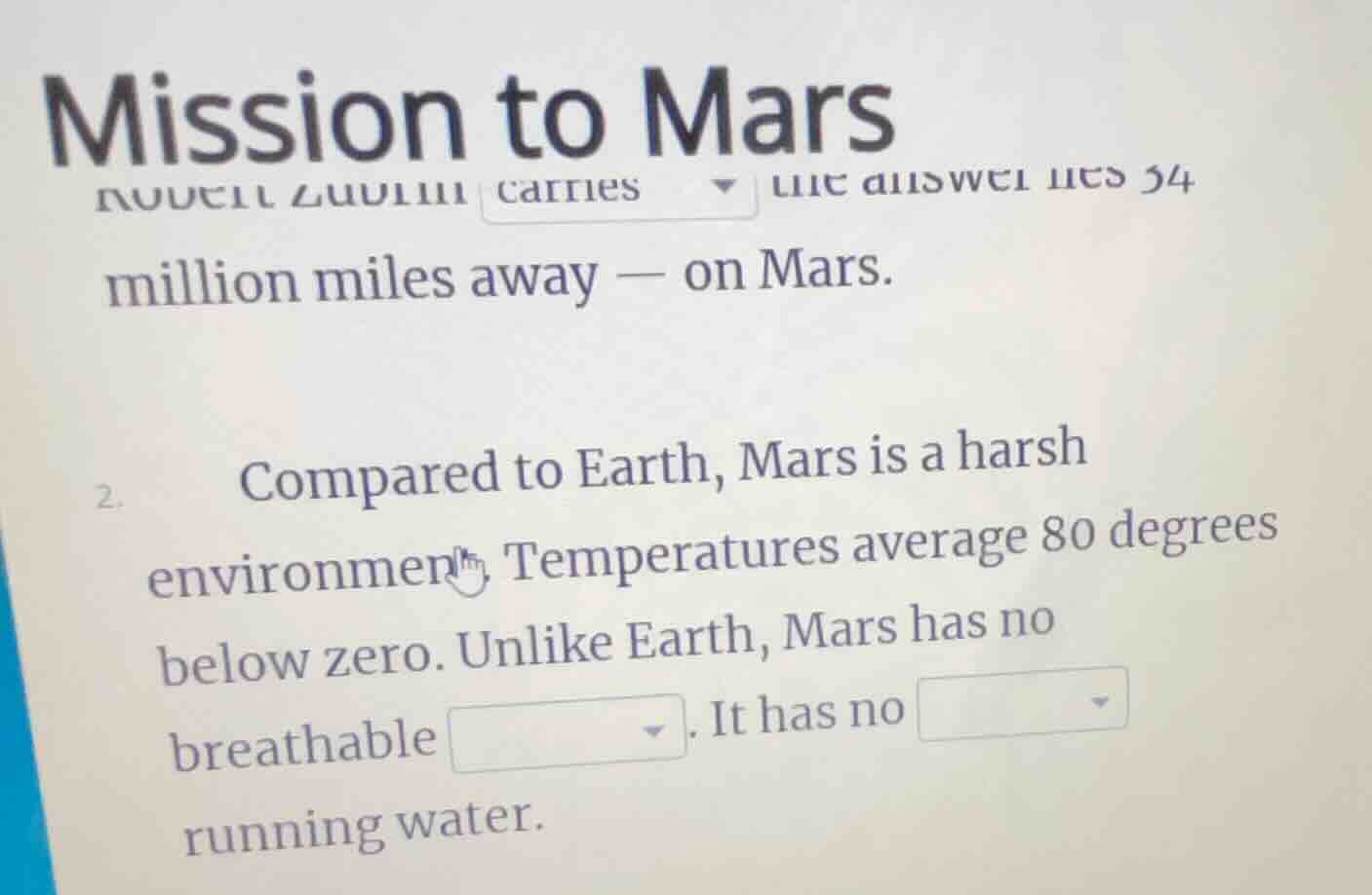 mission to mars carries the answer lies 34 million miles away — on mars…