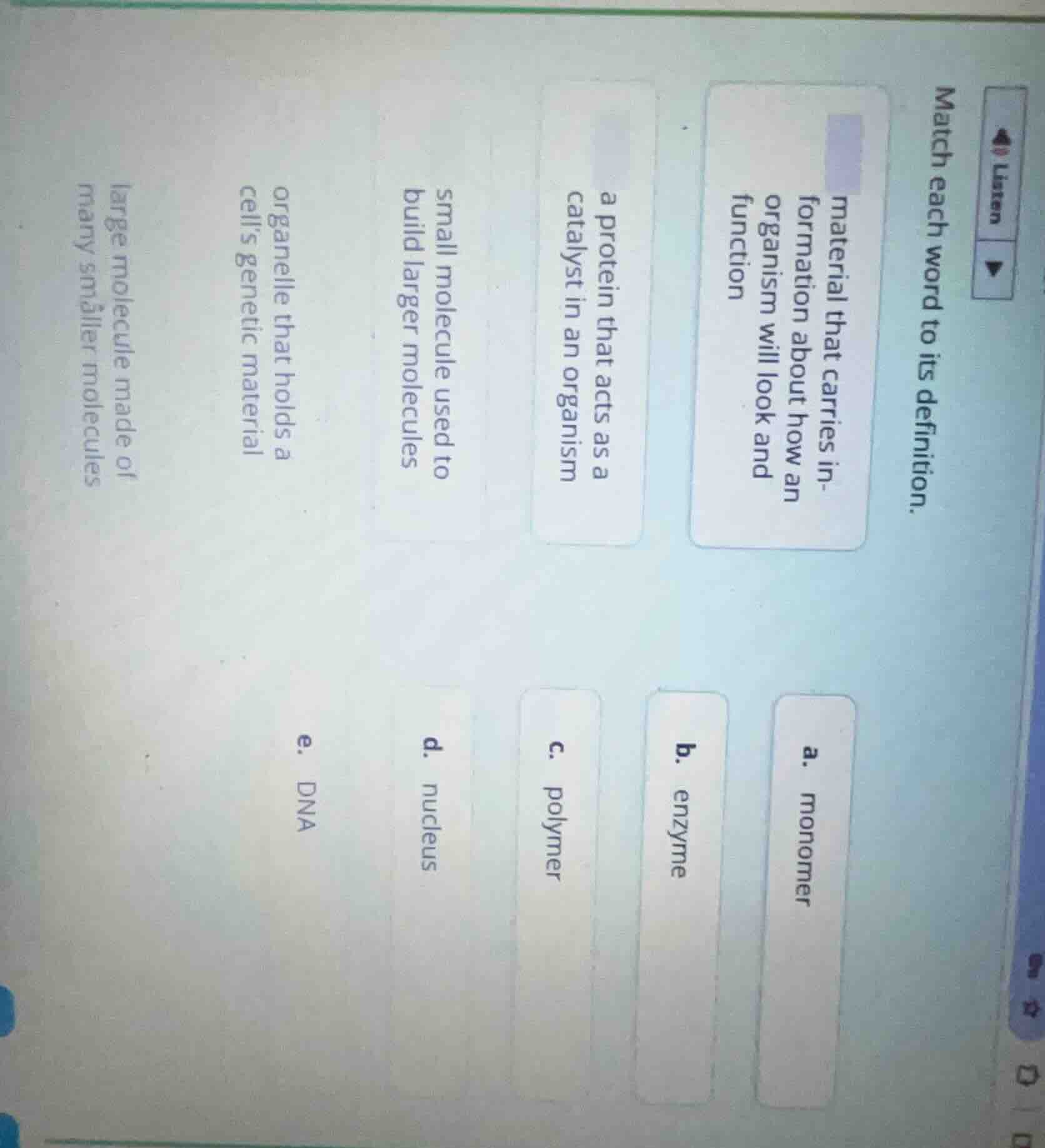 match each word to its definition. material that carries information ab…