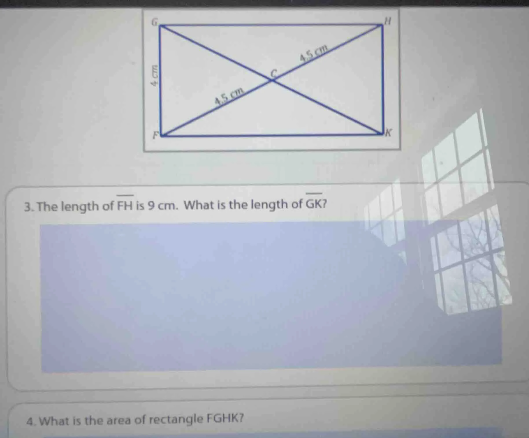 3. the length of \\(\\overline{fh}\\) is 9 cm. what is the length of \\…