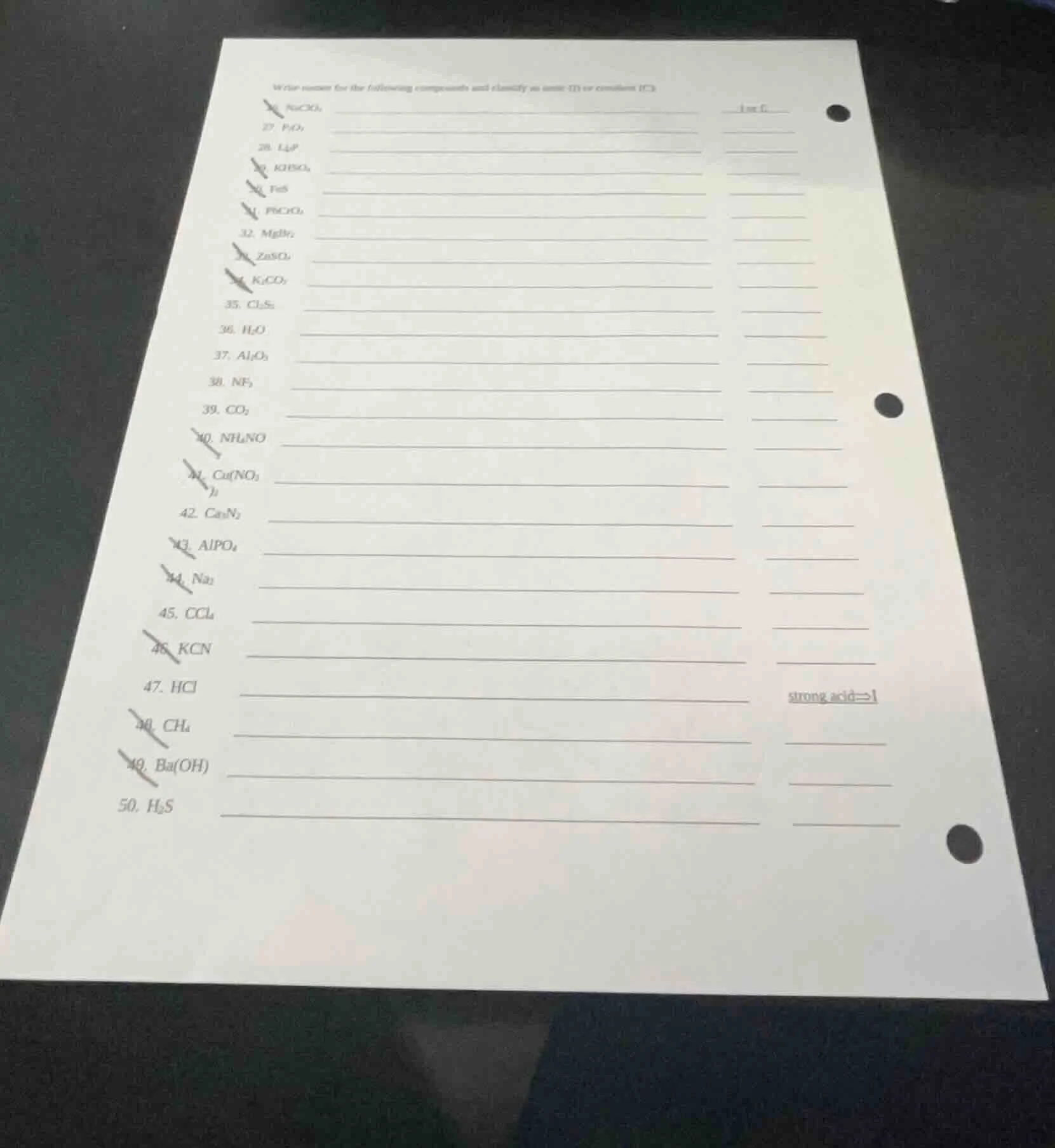 write names for the following compounds and classify as ionic (i) or co…