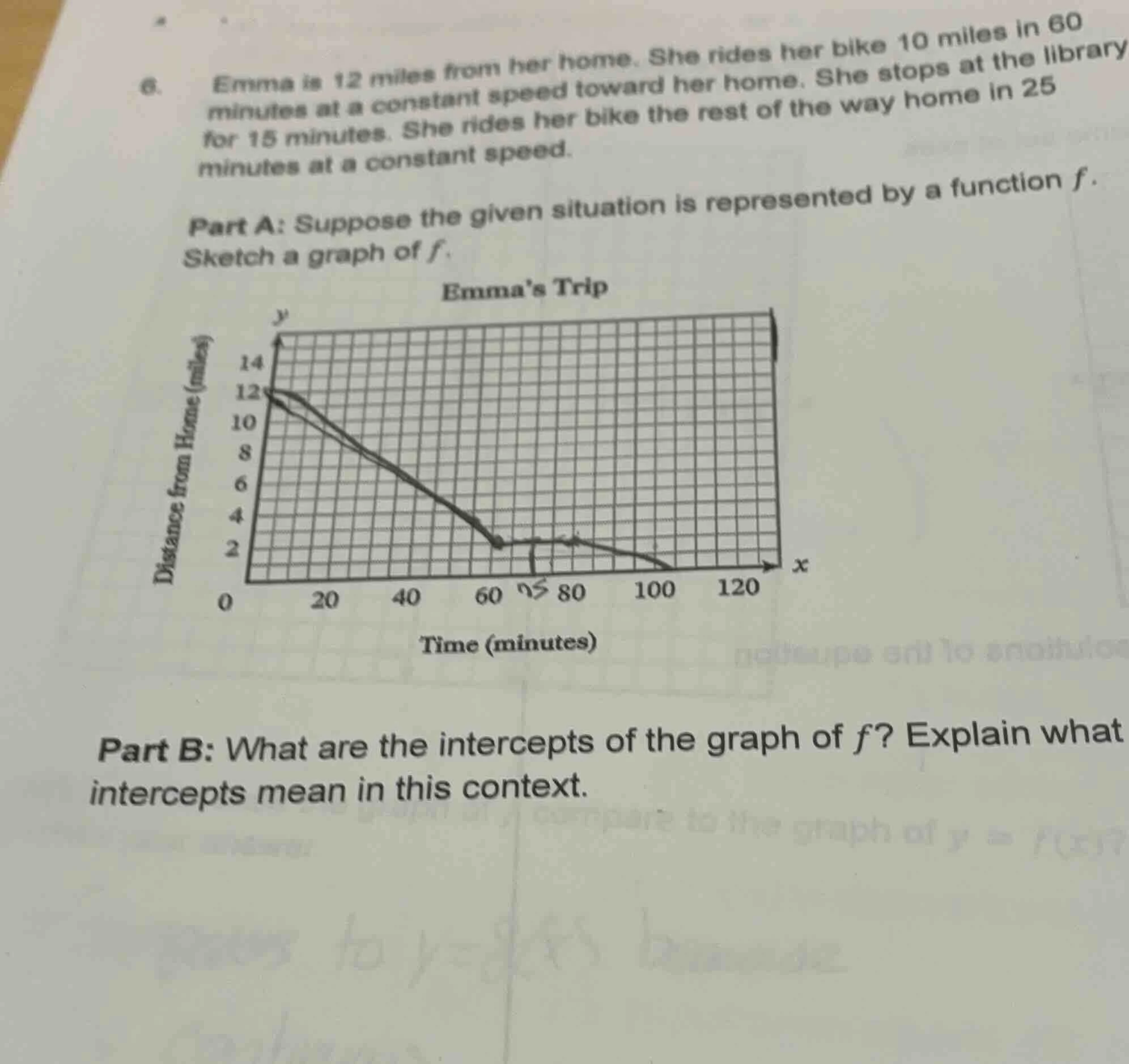 6. emma is 12 miles from her home. she rides her bike 10 miles in 60 mi…