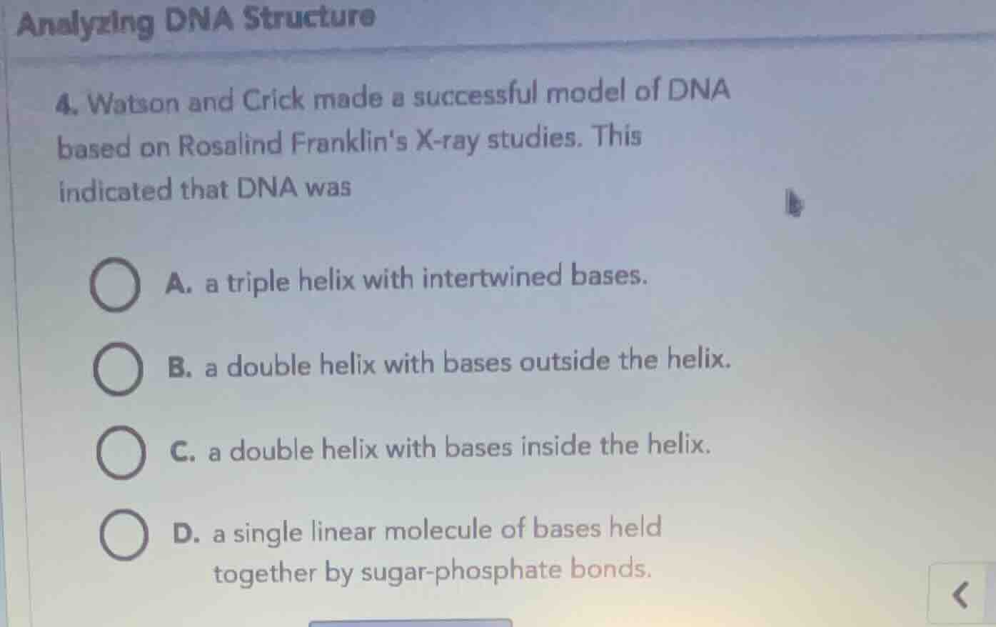 analyzing dna structure 4. watson and crick made a successful model of …