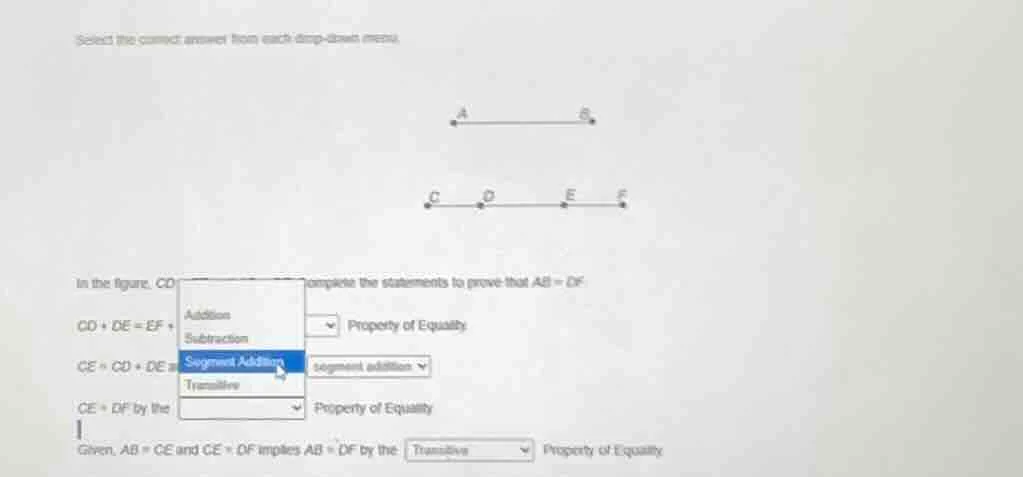 select the correct answer from each drop - down menu. in the figure, cd…
